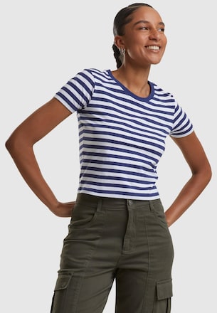 Ladies Short Striped Tee