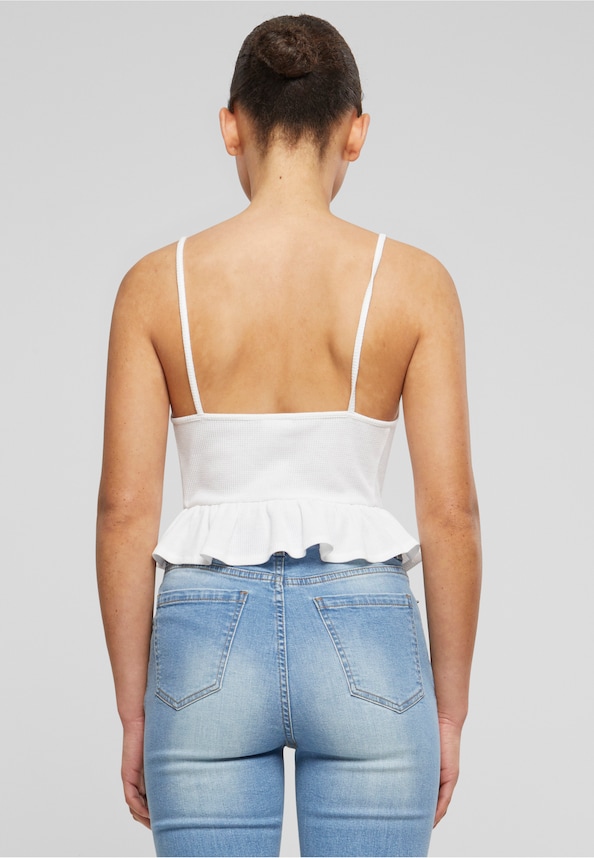 Ladies Waffle Pique Ruffle Top-1