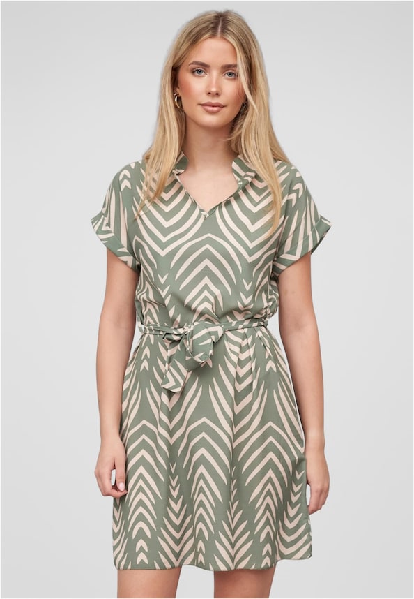 Cloud5ive Damen T-Shirt Kleid mit Turn-Up Ärmel und All Over Print-0