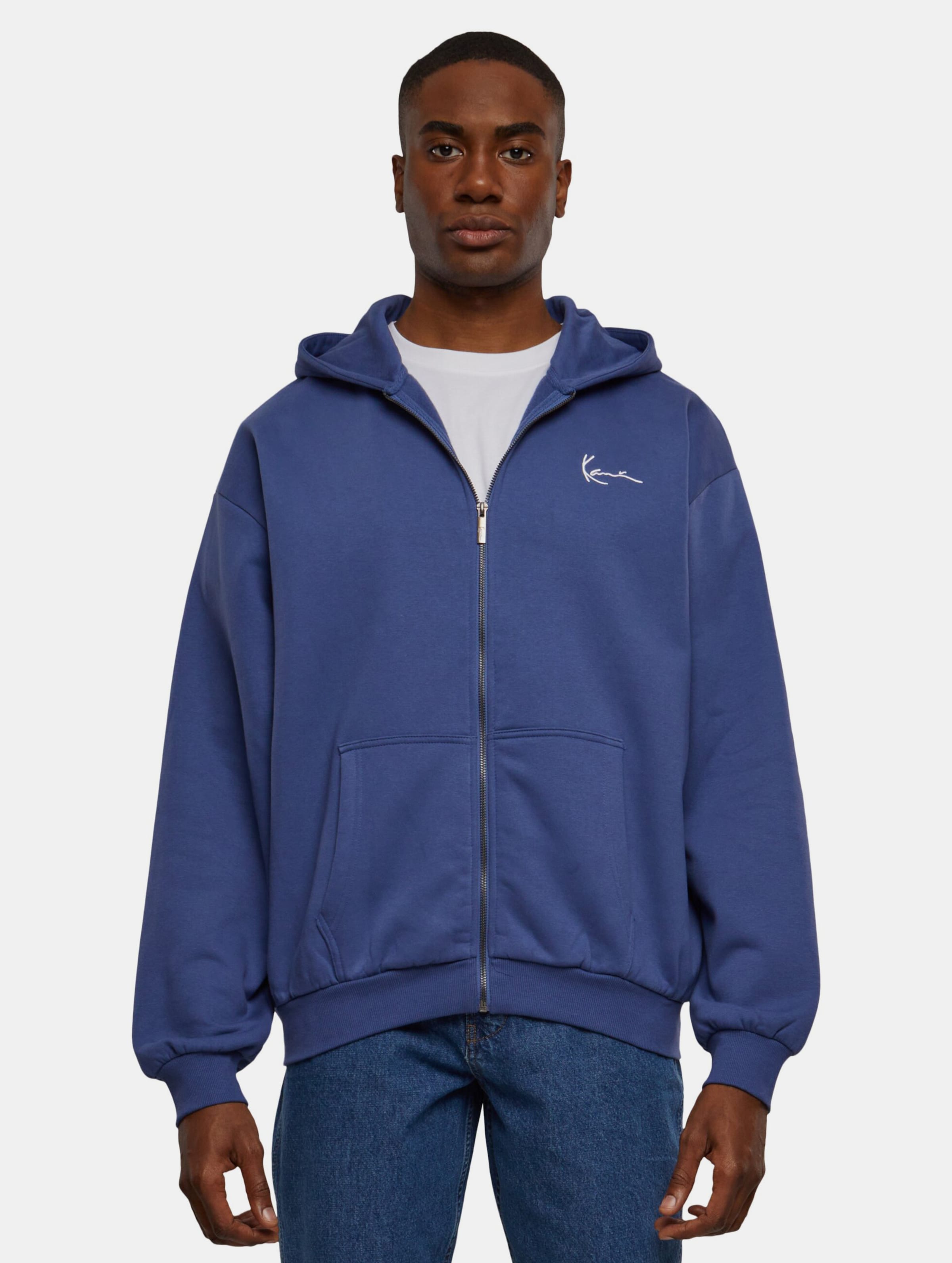Karl Kani KK Chest Signature Essential Zip Hoodie Mannen op kleur blauw, Maat XXL
