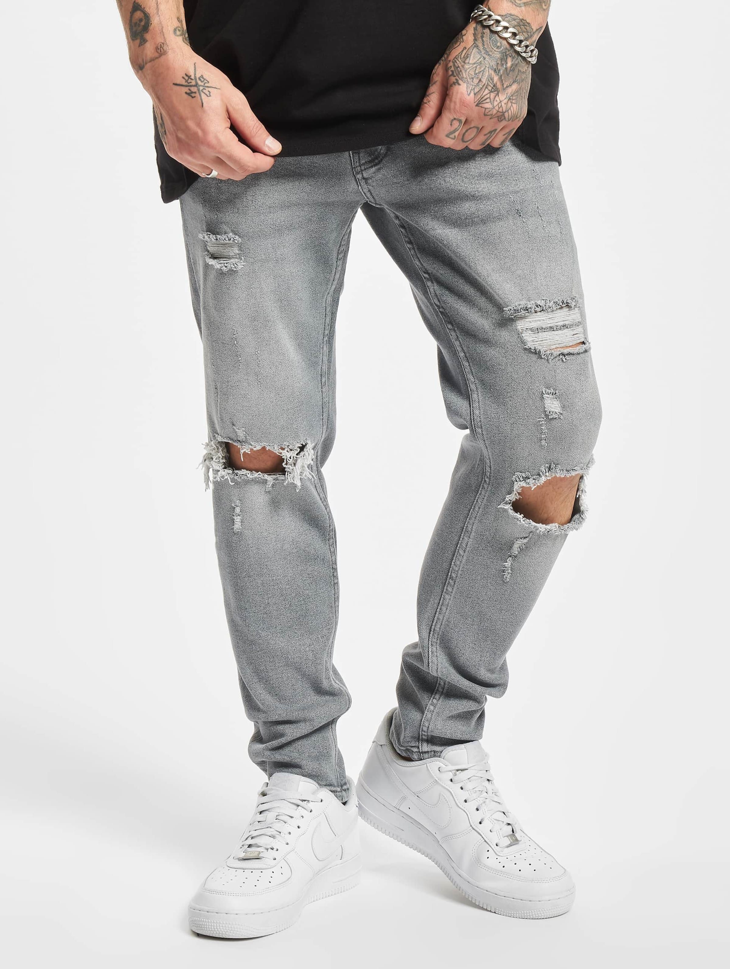 2Y Premium Volker Slim Fit Jeans Mannen op kleur grijs, Maat 32