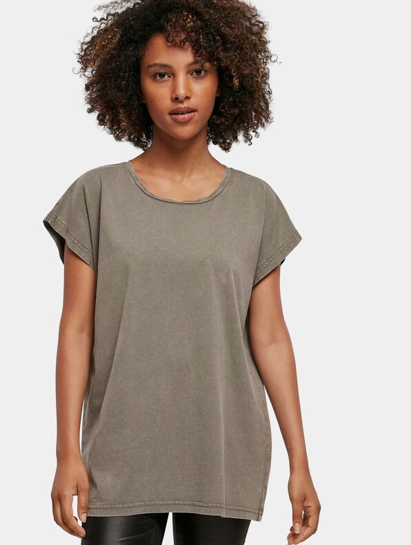 Ladies Acid Washed Extended Shoulder-0