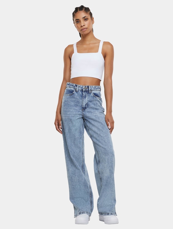 Ladies Wide Leg Slit Denim-3