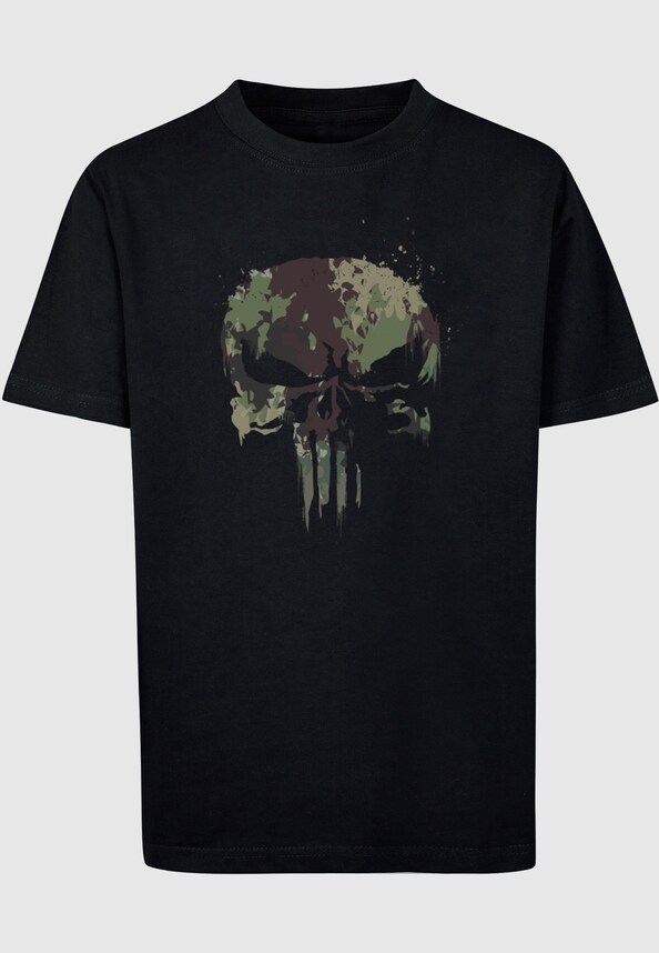 Kids Punisher TV - Camo Skull Basic T-Shirt-0