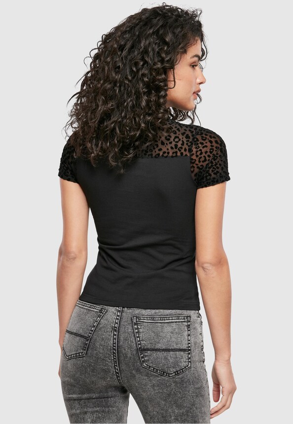 Ladies Flock Lace Turtleneck Tee-1