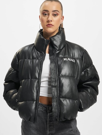Karl Kani Retro Fake Leather Crop Puffer Jacket