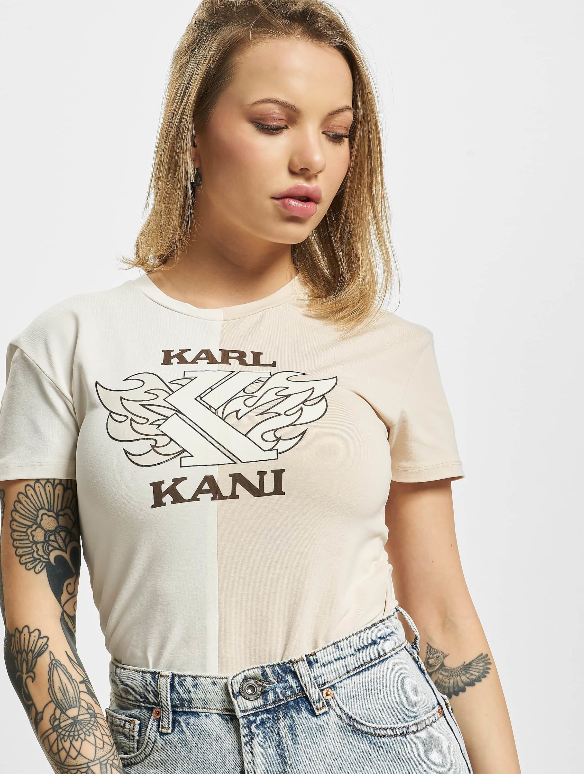 Karl Kani KW224-014-1 KK Retro Block Crop Tee Vrouwen op kleur bruin, Maat XXS