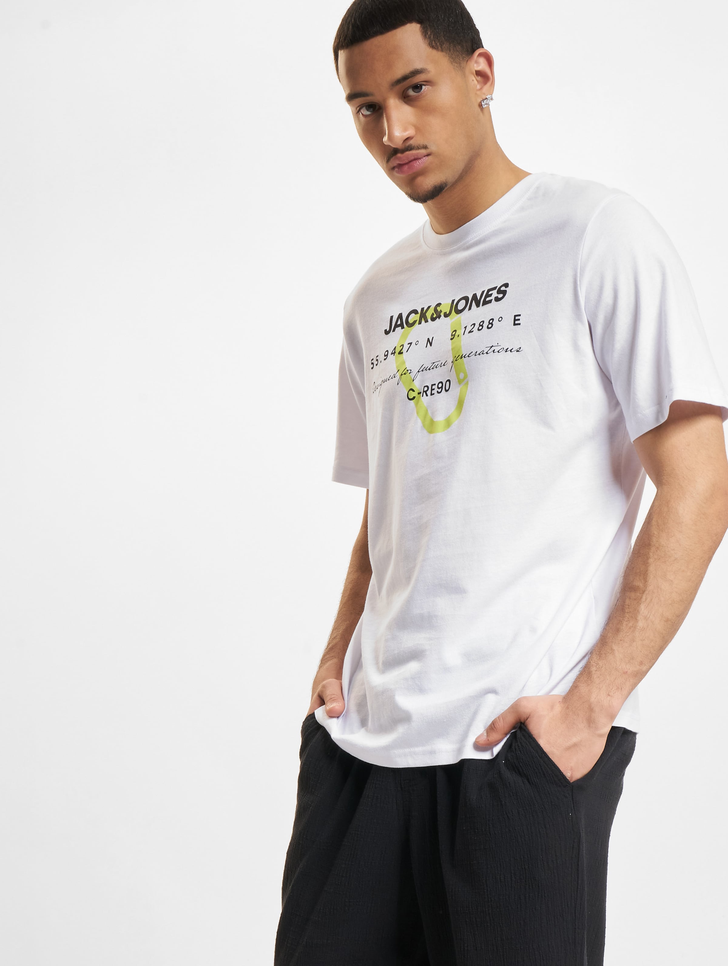 Jack & Jones Text Cotton Crew Neck T-Shirts Männer,Unisex op kleur wit, Maat M