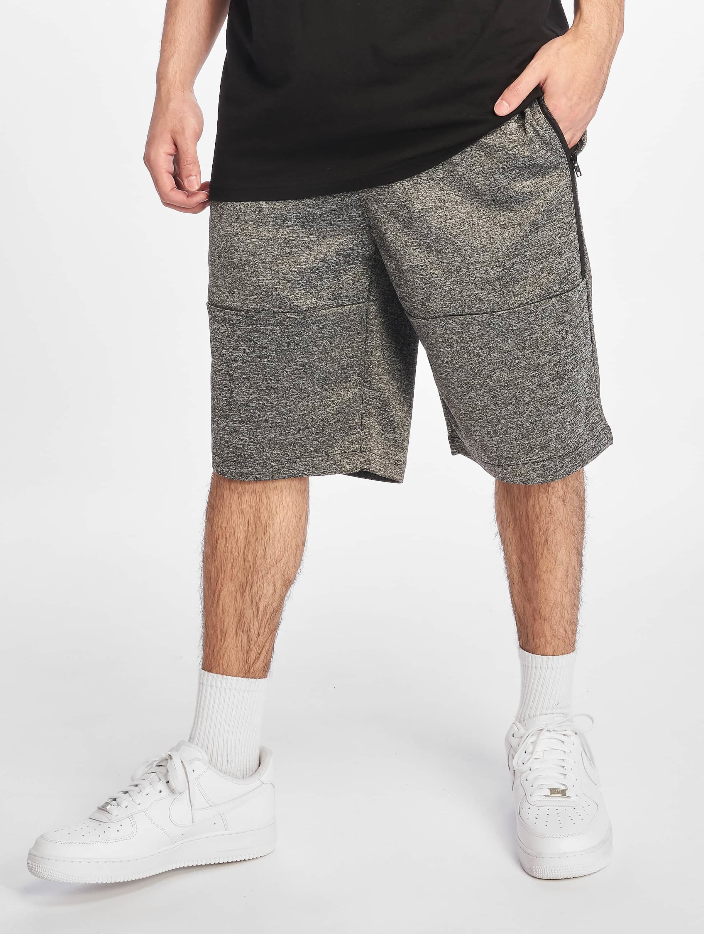 Southpole Zipper Pocket Marled Tech Fleece Shorts Mannen op kleur grijs, Maat L