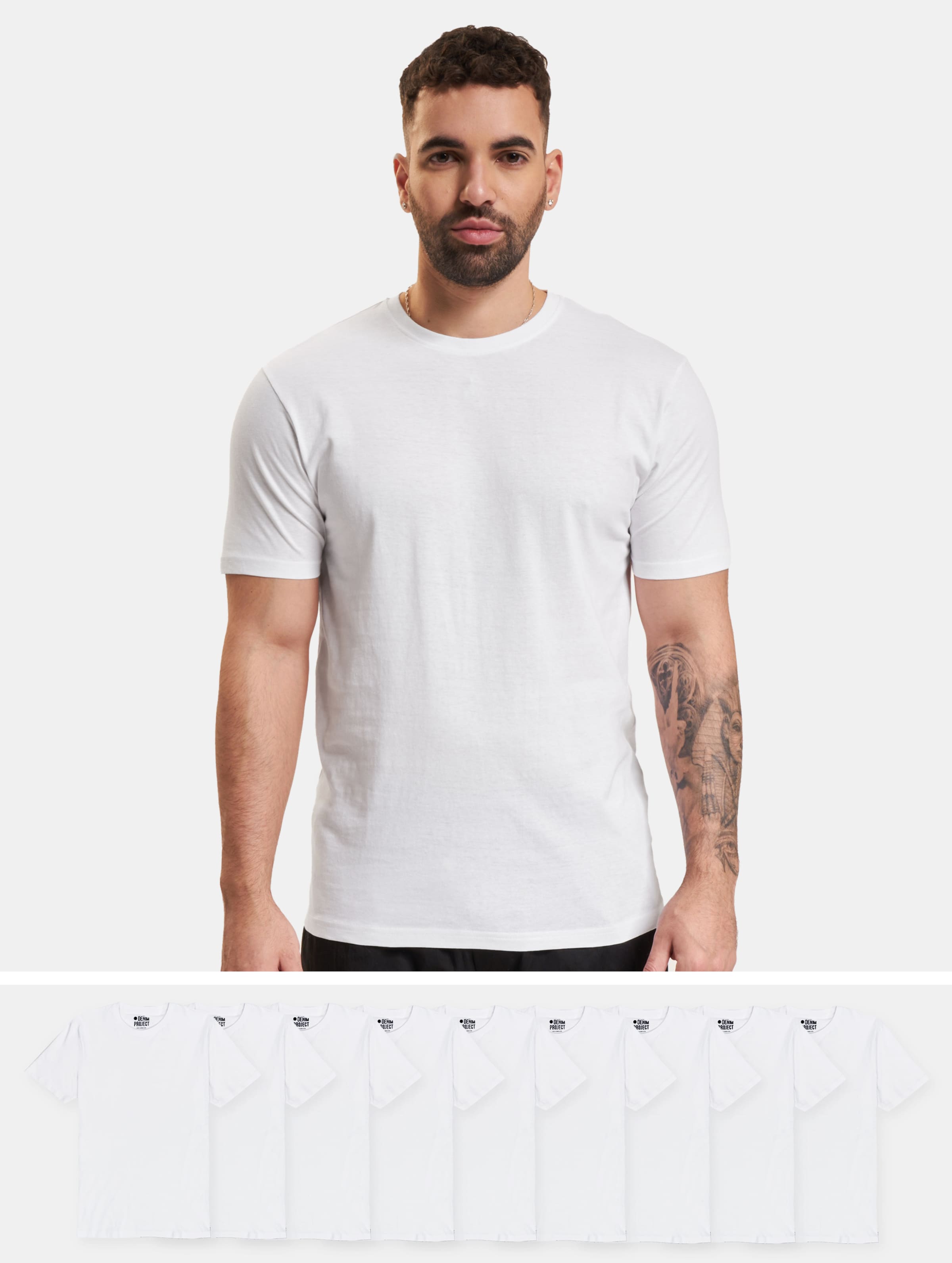 Denim Project 10 Pack T-Shirts Mannen op kleur wit, Maat XXL