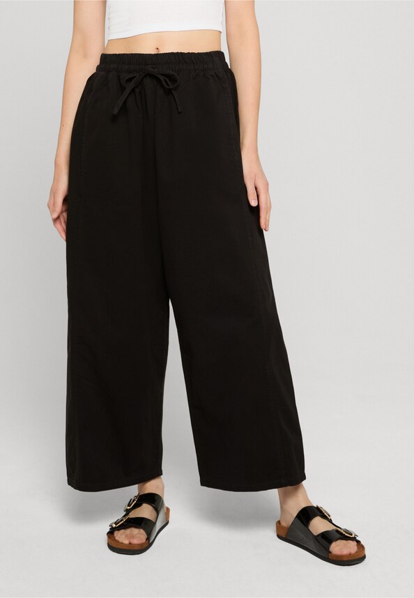 Ladies Barrel Cropped Cotton Pants-0