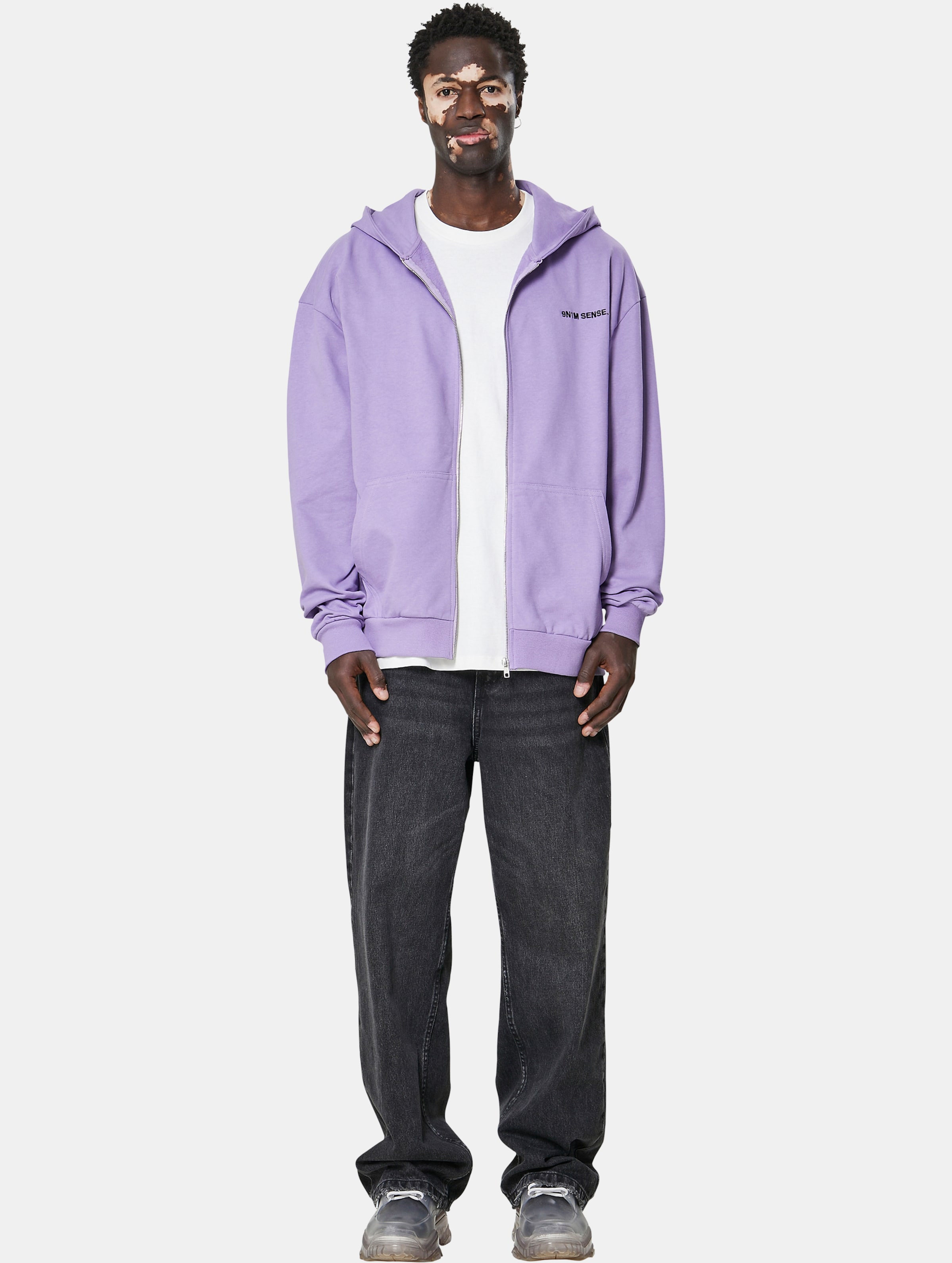 9N1M SENSE Essential Zip Hoodie Mannen op kleur violet, Maat XL