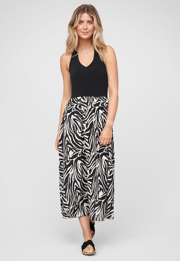 Maxi Neckholder-Dress with zebra print-4