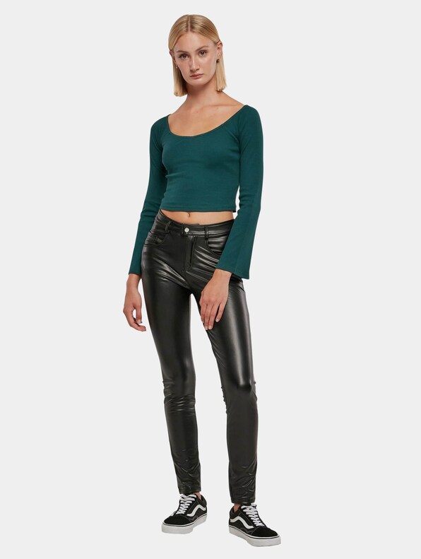 Ladies Short Rib Wide V-Neck-5