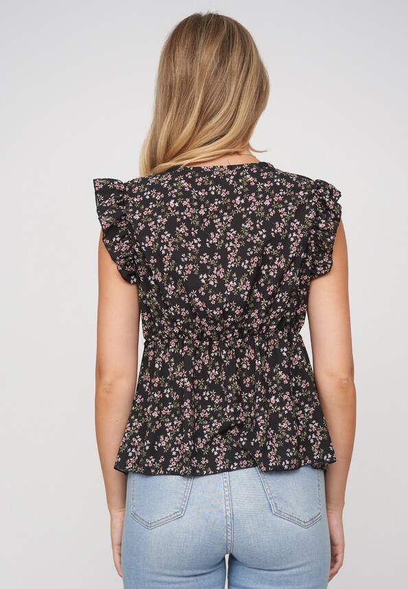 Ruffle Sleeve Tie Top-1