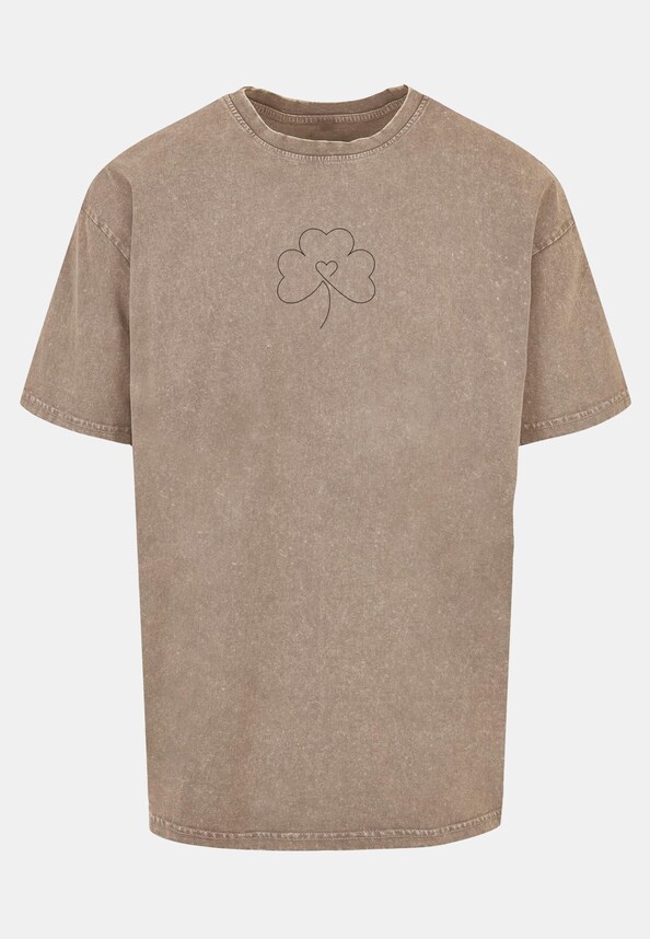 Spring - Leaf Clover Flower Acid Washed Heavy Oversized Tee-4