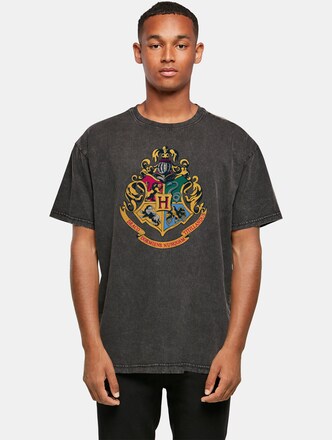 Harry Potter - Hogwarts Crest Gold Acid Washed Oversize