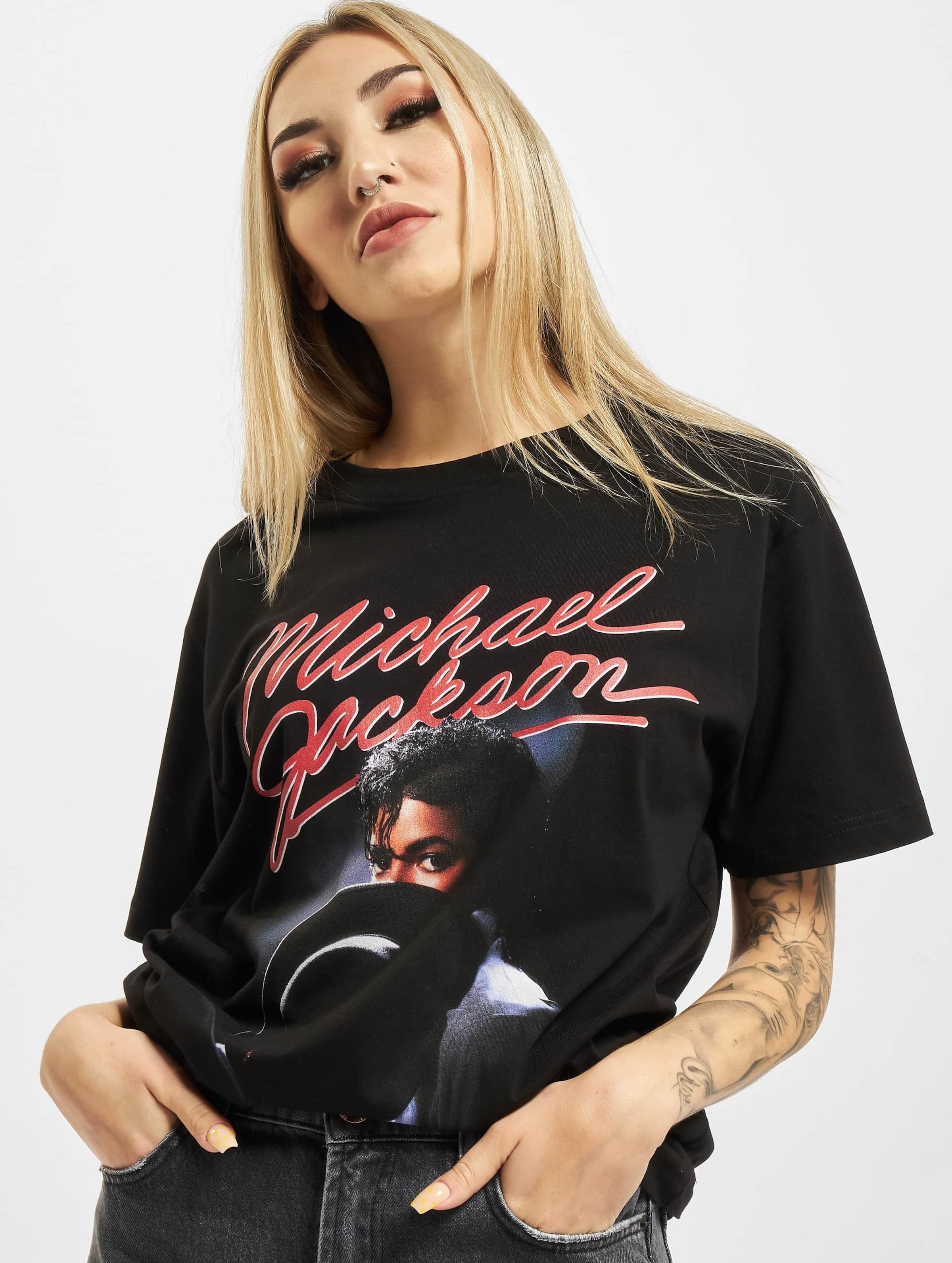 Merchcode Ladies Michael Jackson Tee Vrouwen op kleur zwart, Maat 5XL