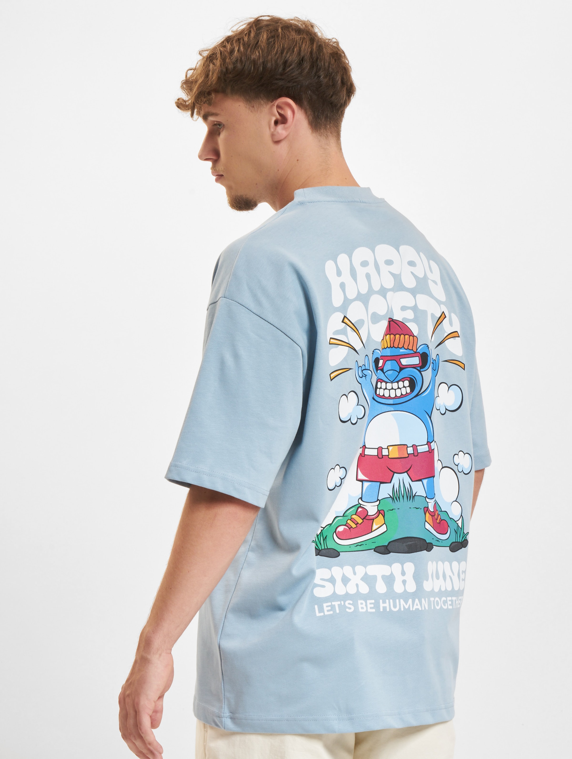 Sixth June Be Human Print T-Shirt Männer,Unisex op kleur blauw, Maat M