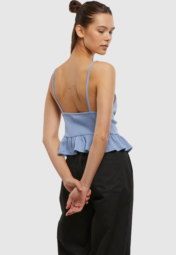 Ladies Waffle Pique Ruffle Top-1