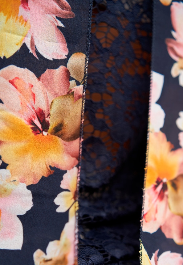 Chiffon Top mit Allover Spitze hinten & Floralem Print-5