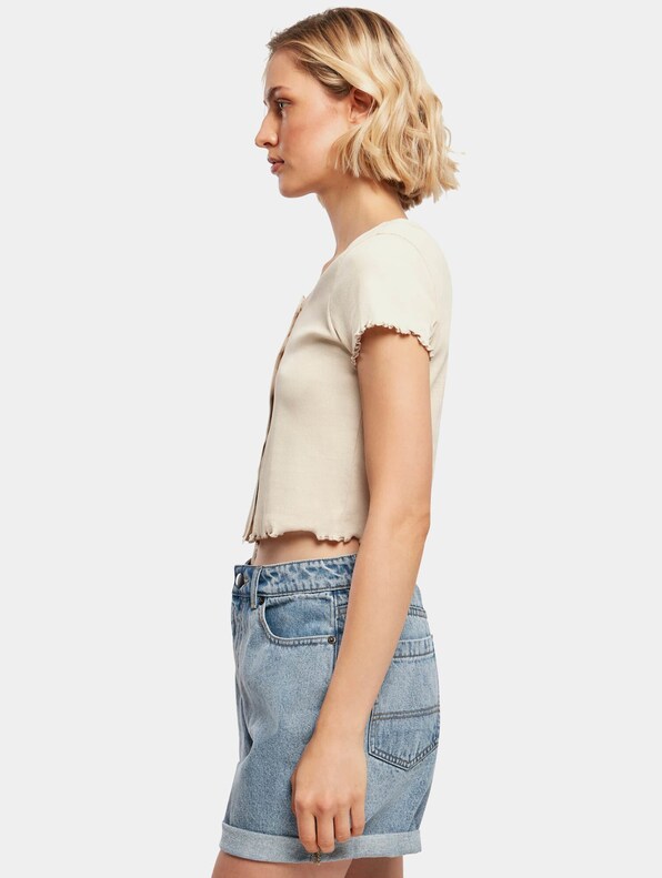 Ladies Cropped Button Up Rib-2