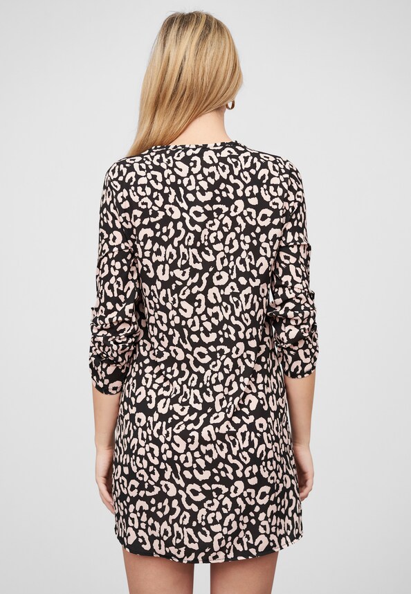 Cloud5ive Damen Turn-Up Crepe Kleid mit Animal Print-1