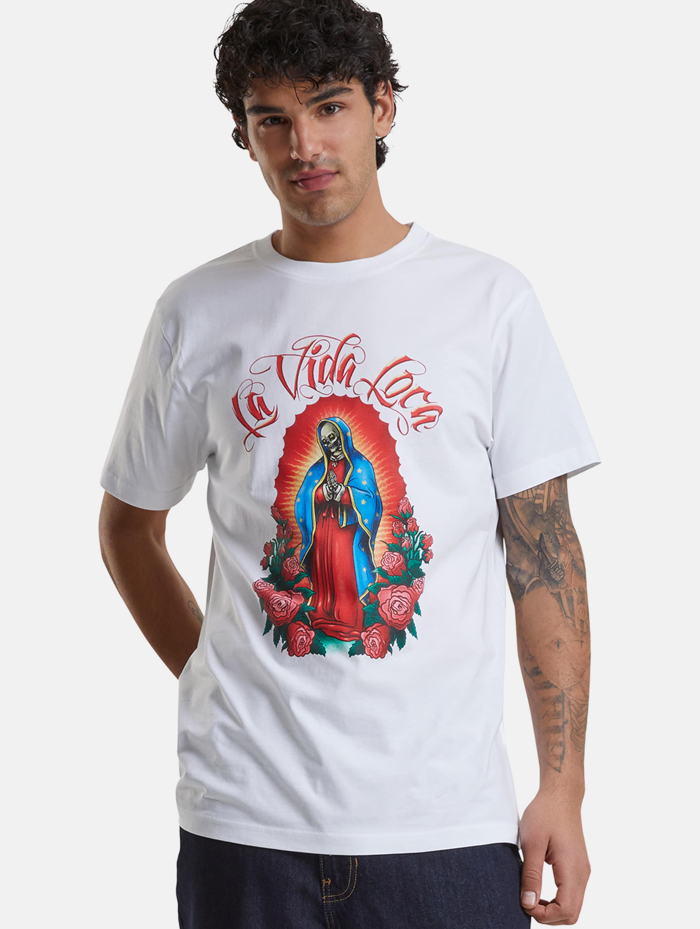 Mister Tee La Vida Loca Mary T-Shirts Männer,Unisex op kleur wit, Maat XL