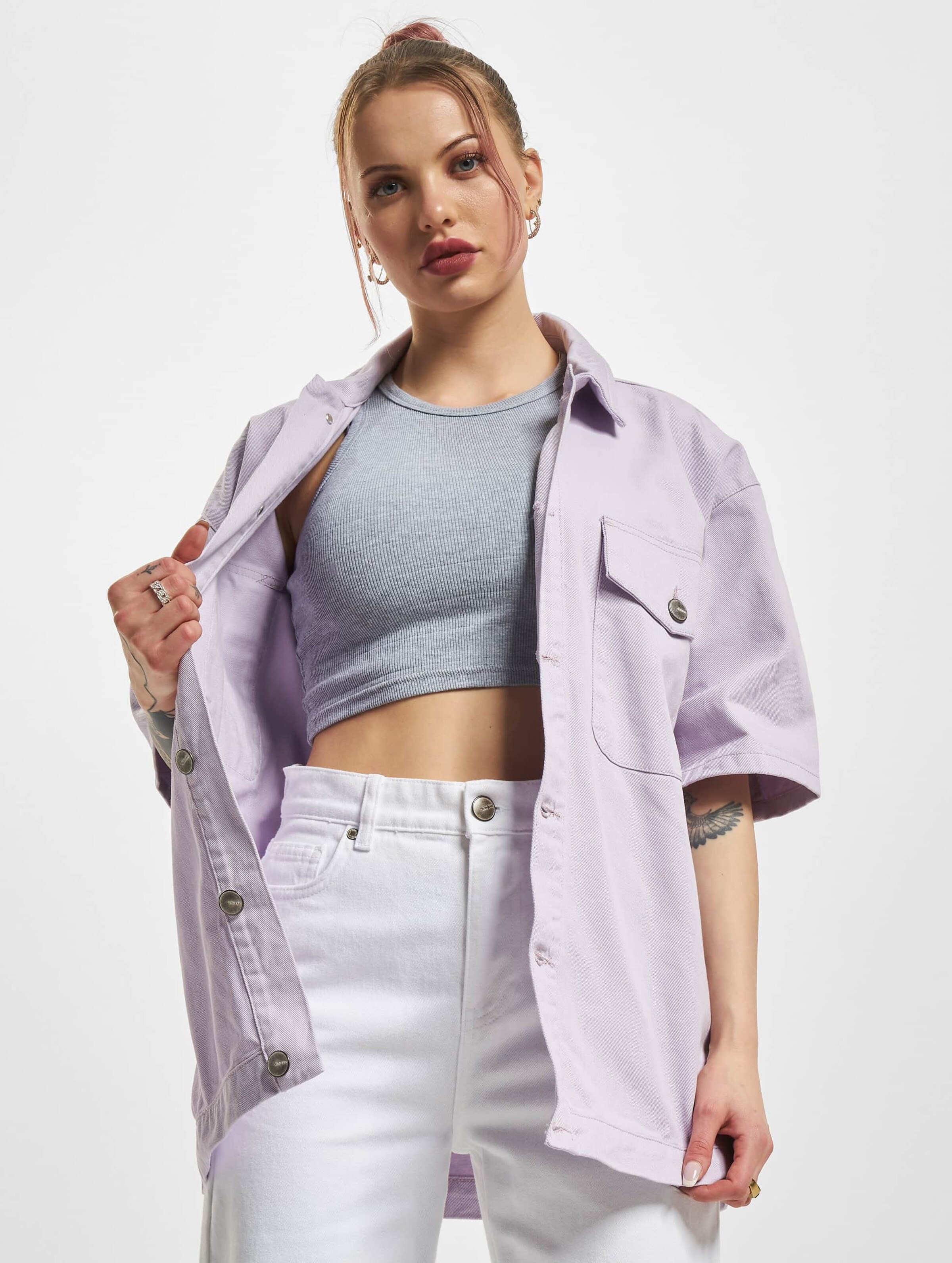 Sixth June Color Denim Jacket Vrouwen op kleur violet, Maat XS