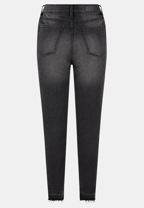 Ladies Skinny High Waist Open Hem Jeans-3