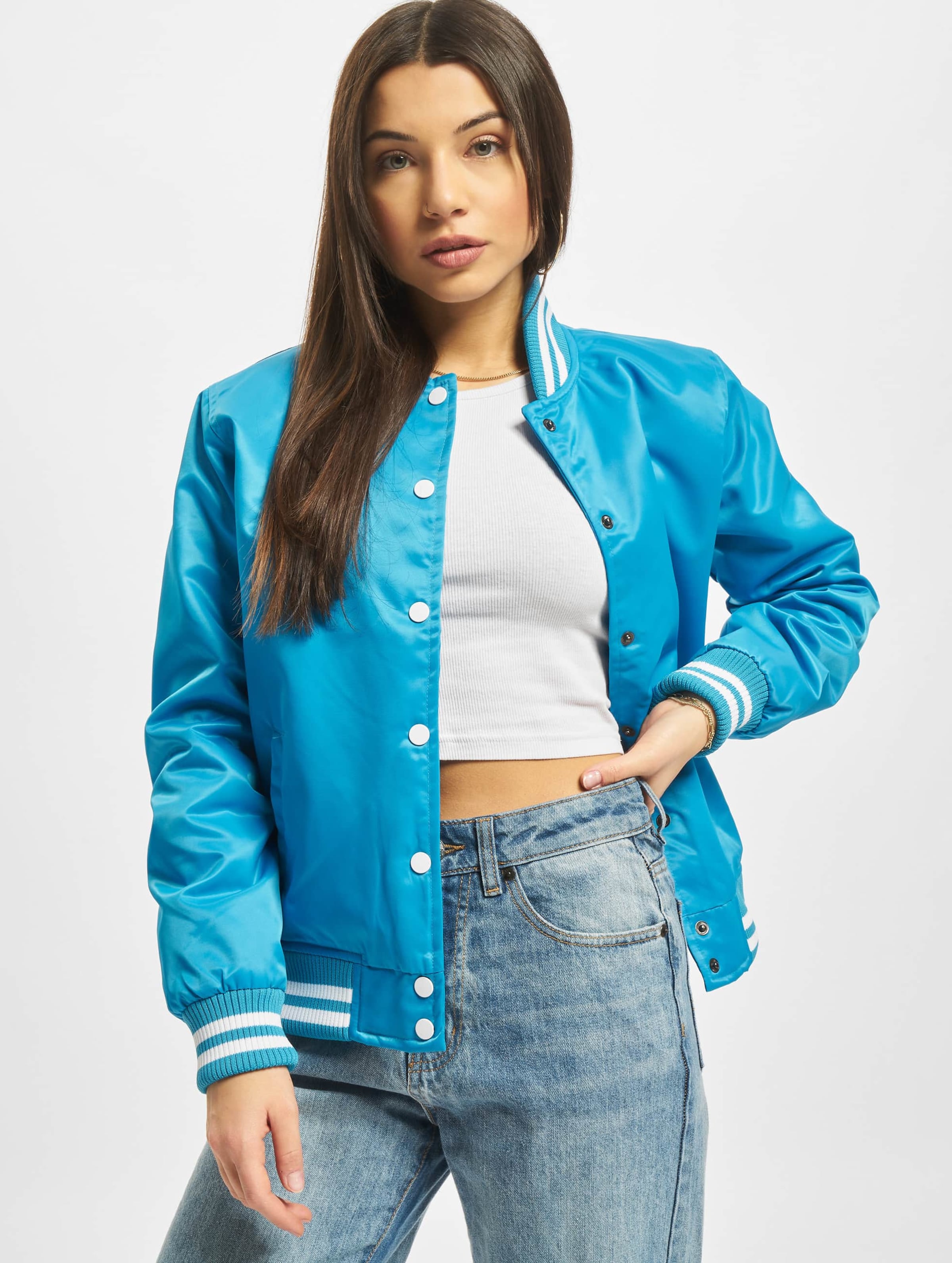 Blue satin 2024 jacket ladies