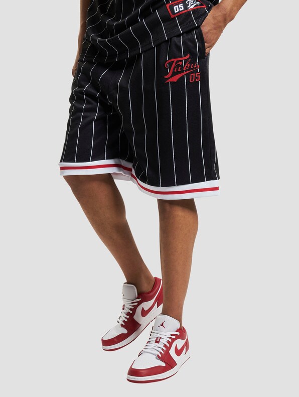 FUBU Varsity Pinstriped Mesh Shorts-0