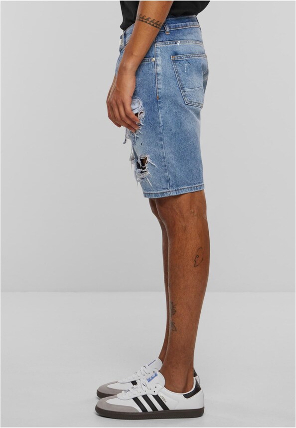 2Y Destroyed Denim Shorts-2