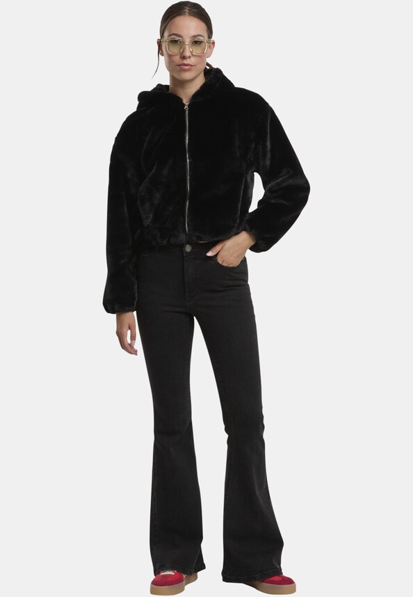 Ladies Full Zip Faux Fur Hoodie-3