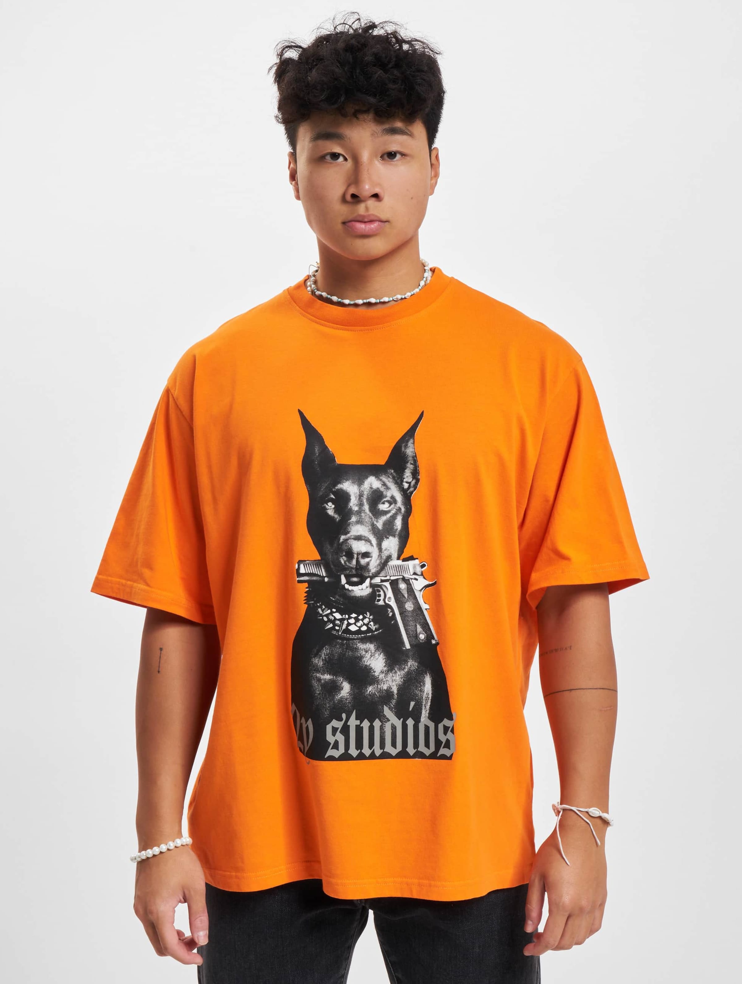2Y Studios Doberman Oversize T-Shirt Mannen op kleur oranje, Maat L