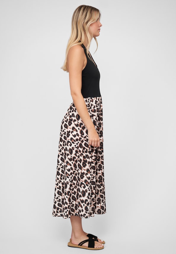 Maxi Neckholder-Dress with leo print-3