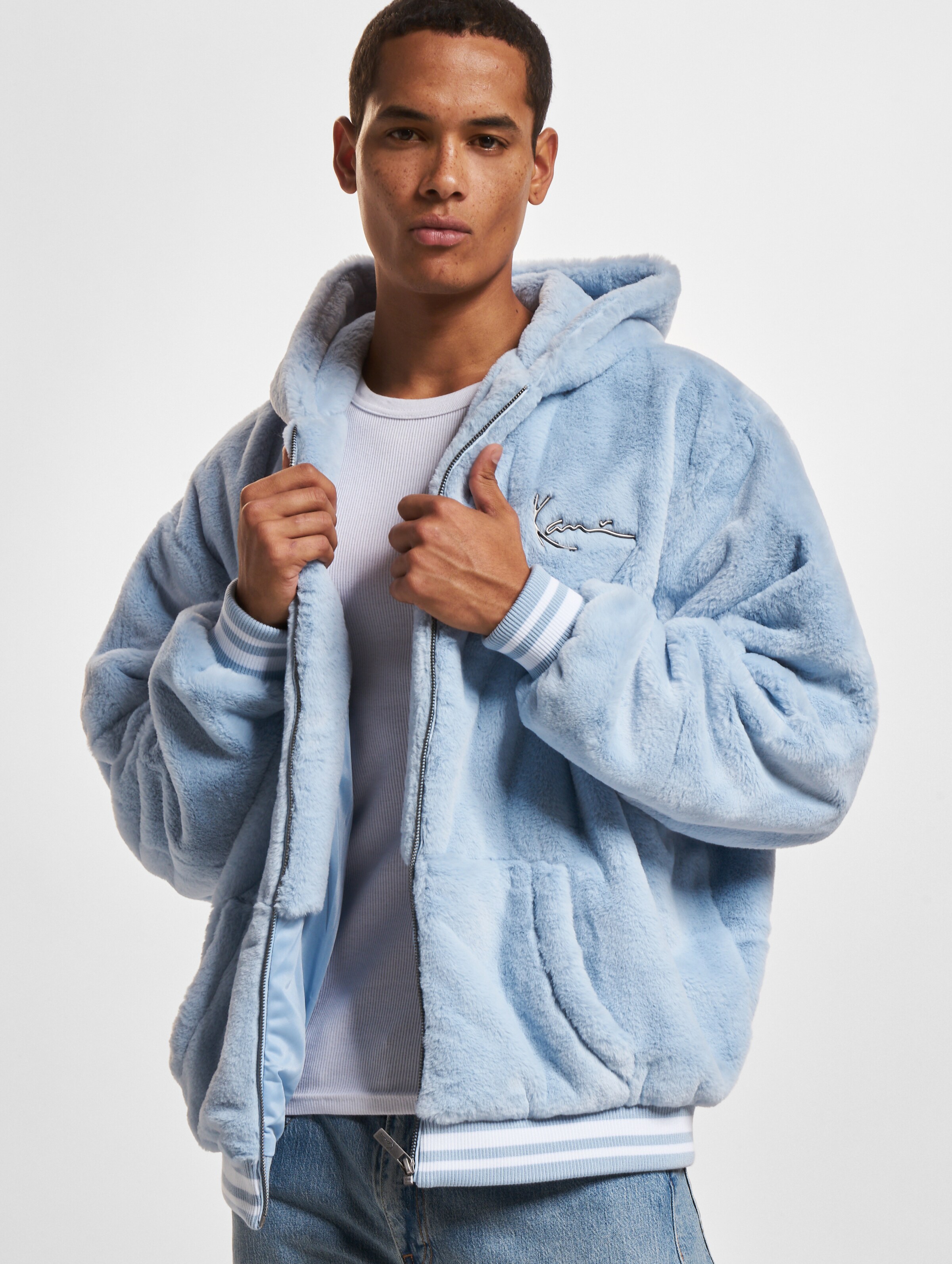 Karl Kani Metal Signature OS Fur Full Zip Hoodies Männer,Unisex op kleur blauw, Maat S