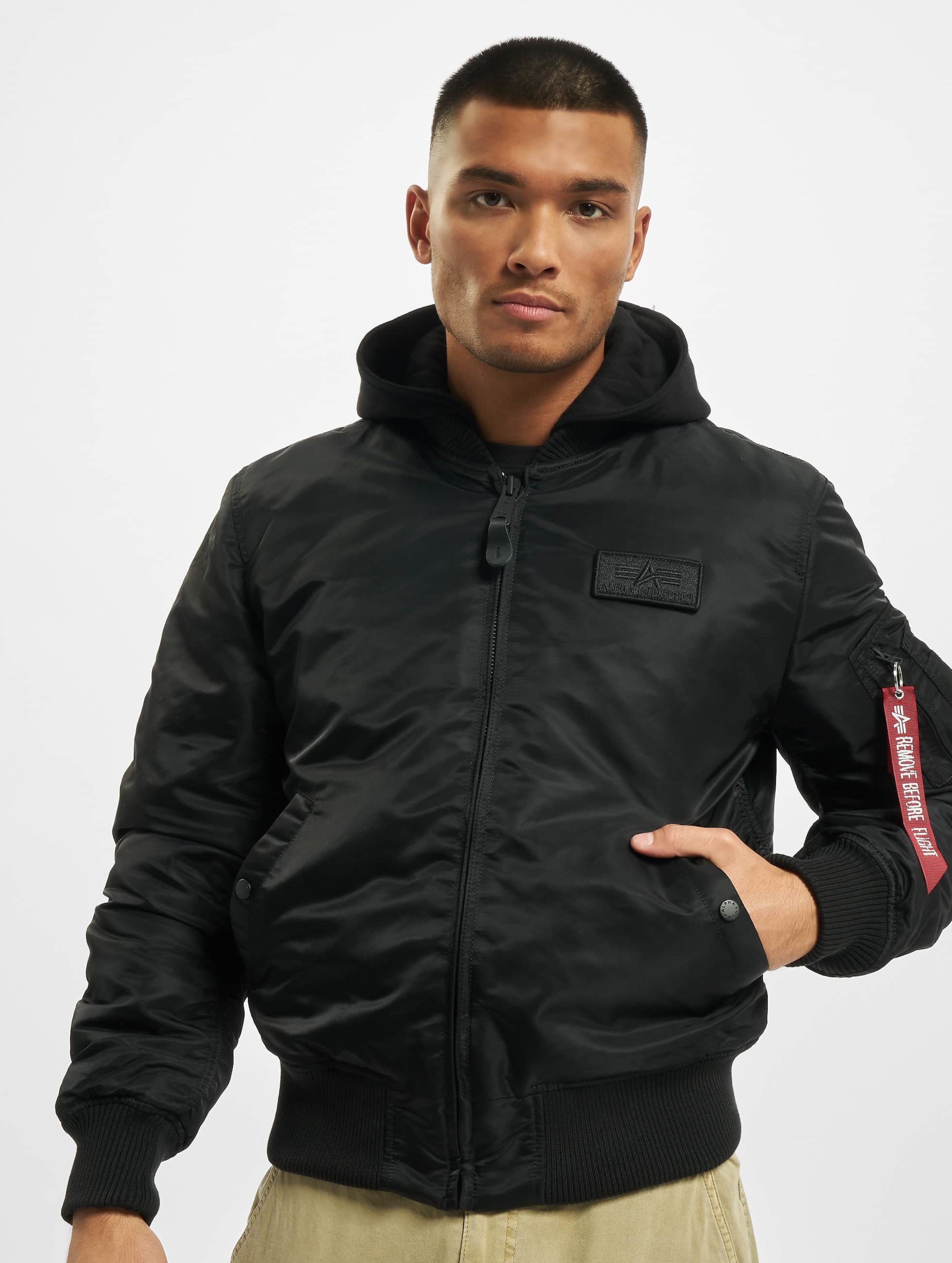 Alpha industries bomber jacket with online hood