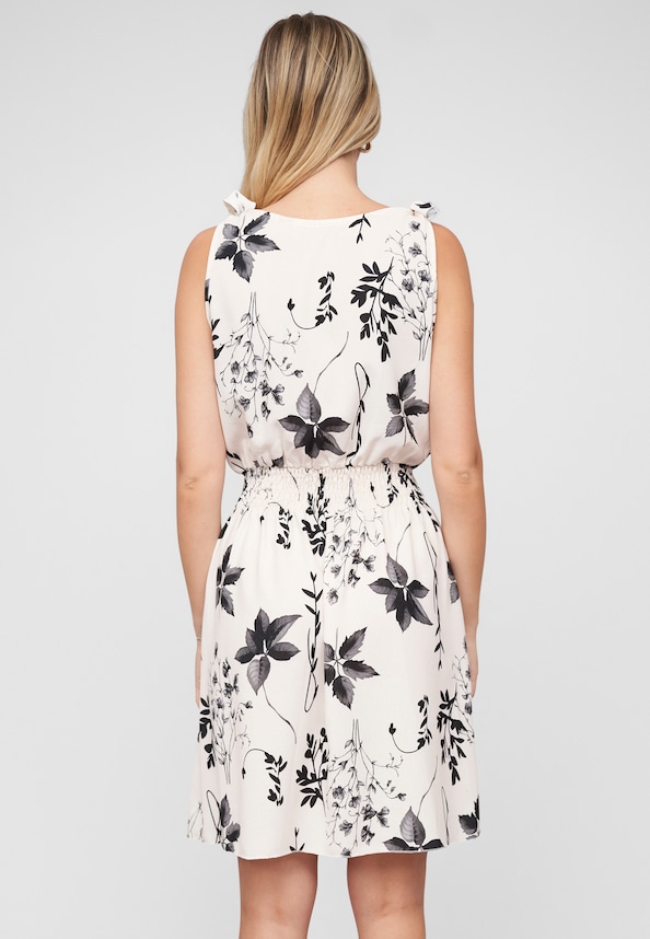 Dress with buttons and knot details flower print-1