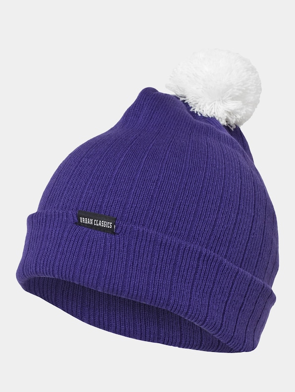 Urban Classics Contrast Bobble Beanie Purple/White-0