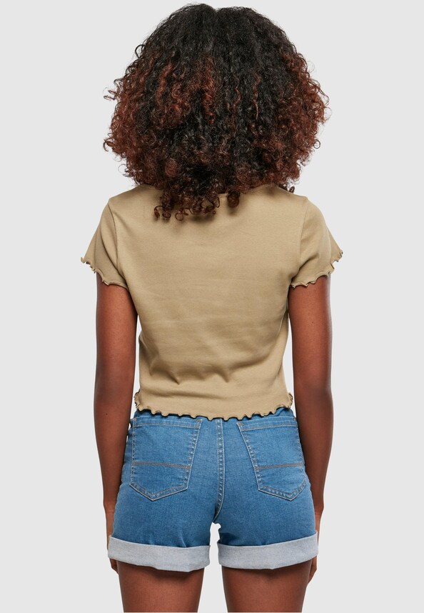 Ladies Cropped Button Up Rib -1