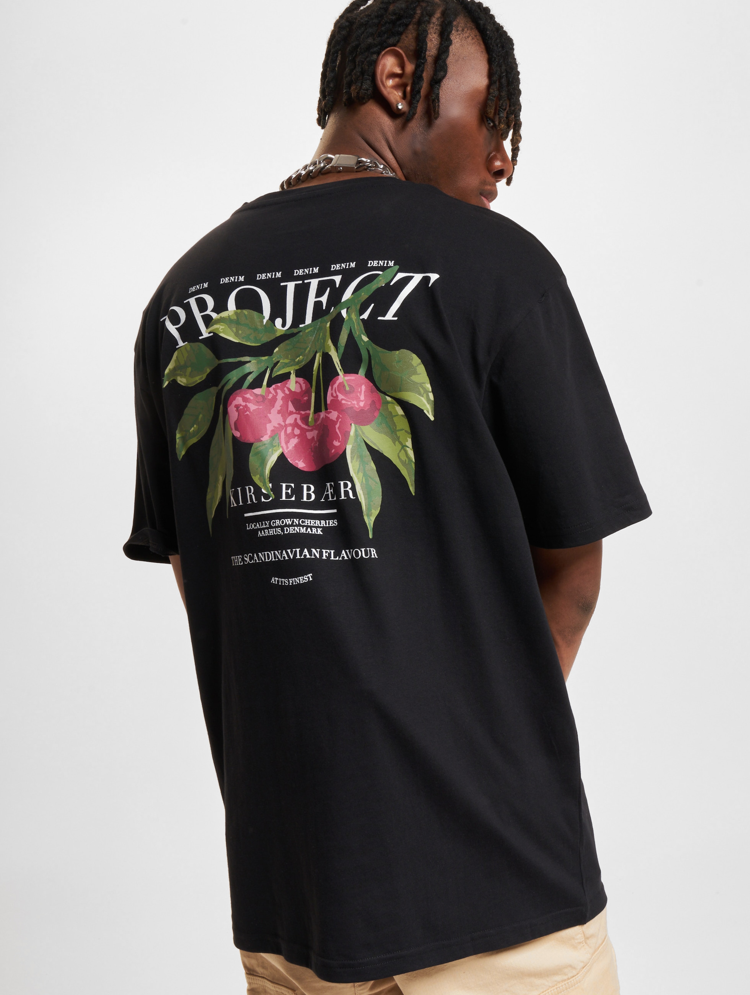Denim Project Cherry T-Shirt Männer,Unisex op kleur zwart, Maat L