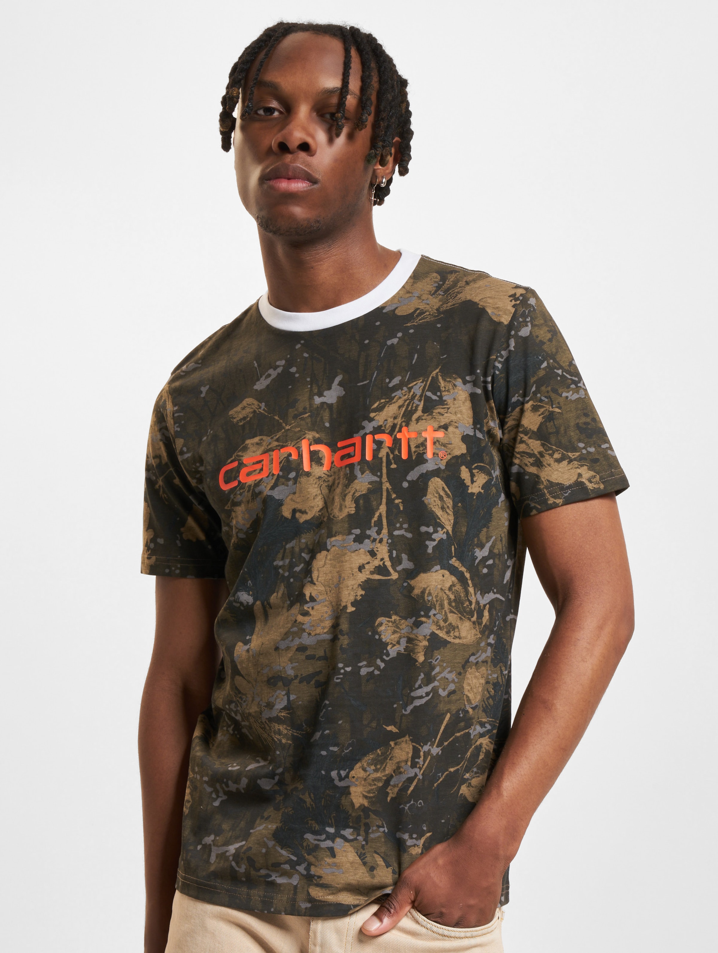 Carhartt WIP Script T-Shirt op kleur camouflage, Maat XS