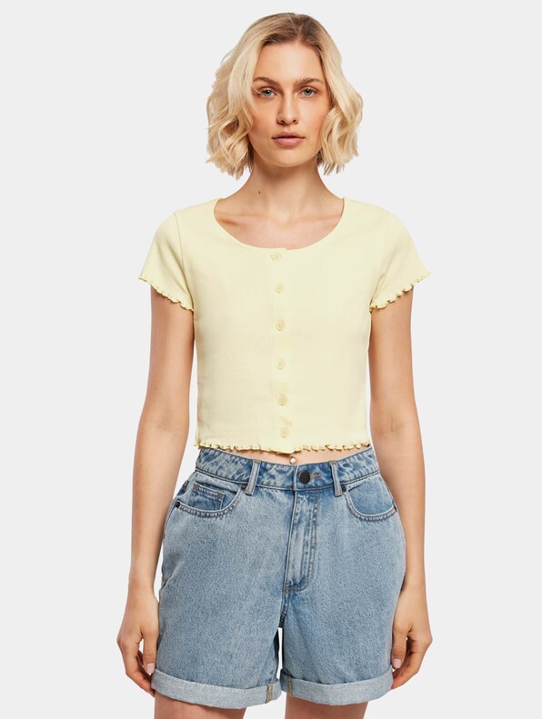 Ladies Cropped Button Up Rib-0