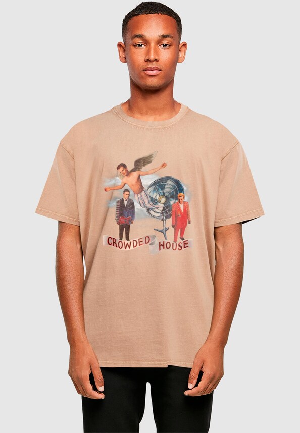 Crowded House - Fan Art Acid Washed Oversize Tee-0