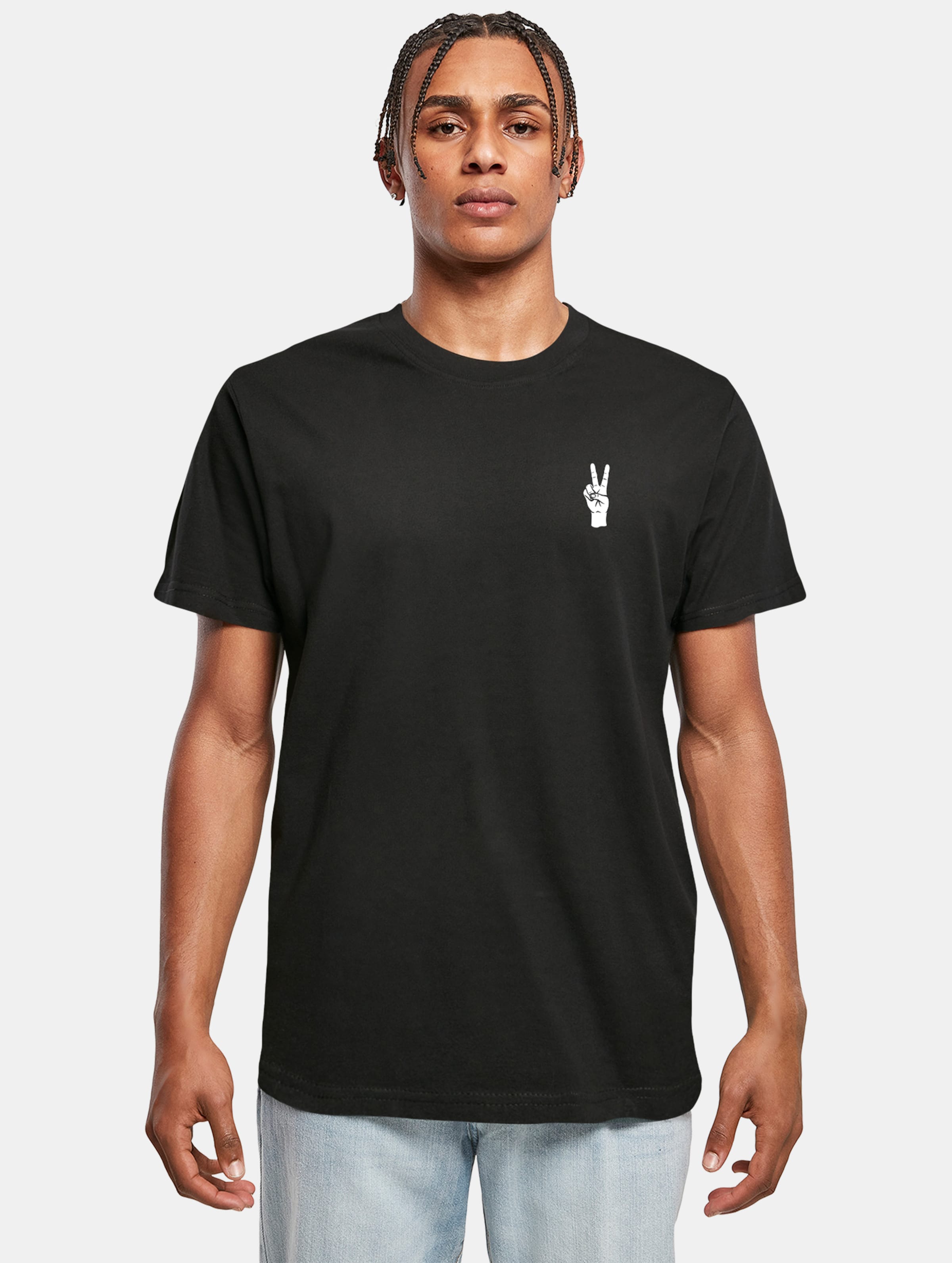 Mister Tee Peace Hand T-Shirts Männer,Unisex op kleur zwart, Maat S