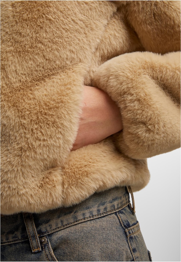 Ladies Full Zip Faux Fur Hoodie-5