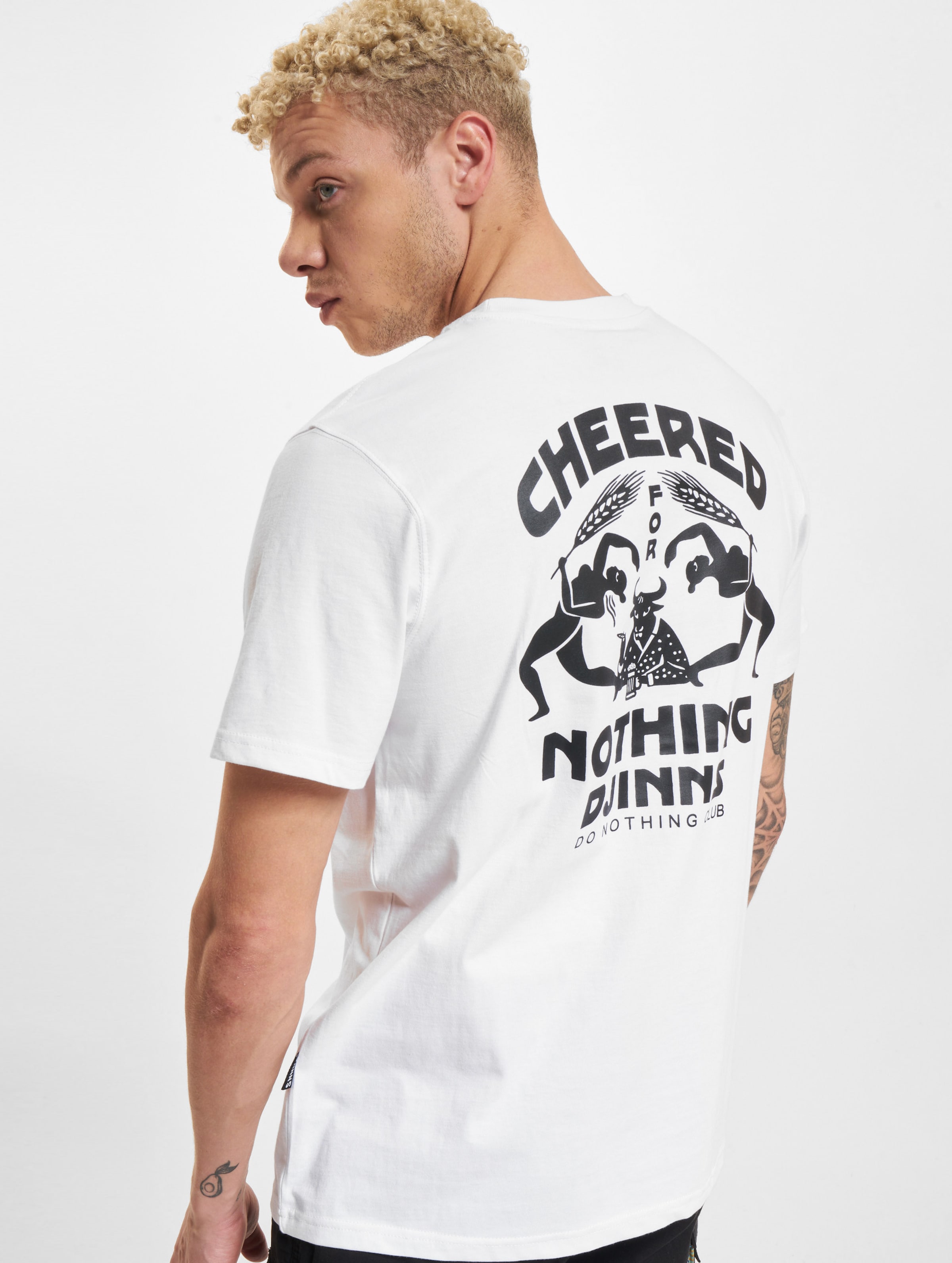 Djinns Cheered Bull T-Shirts Männer,Unisex op kleur wit, Maat S