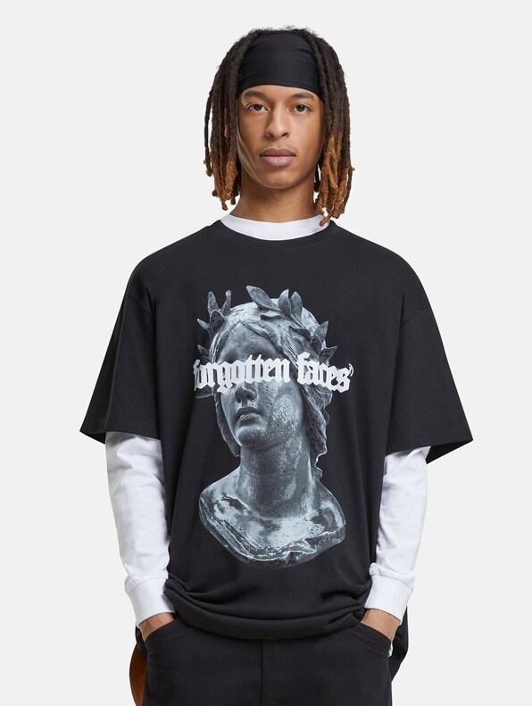 Forgotten Faces Fading Logo Statue Oversize T-Shirts-0