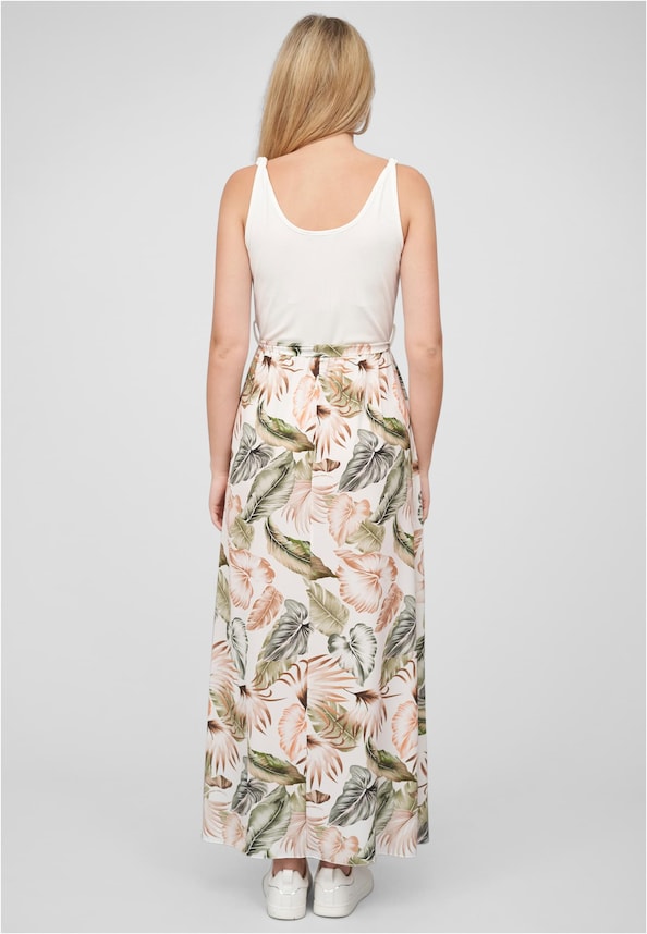 Cloud5ive Damen Tank Top Maxi Kleid 2-Tone mit Bindegürtel Tropical Print-1